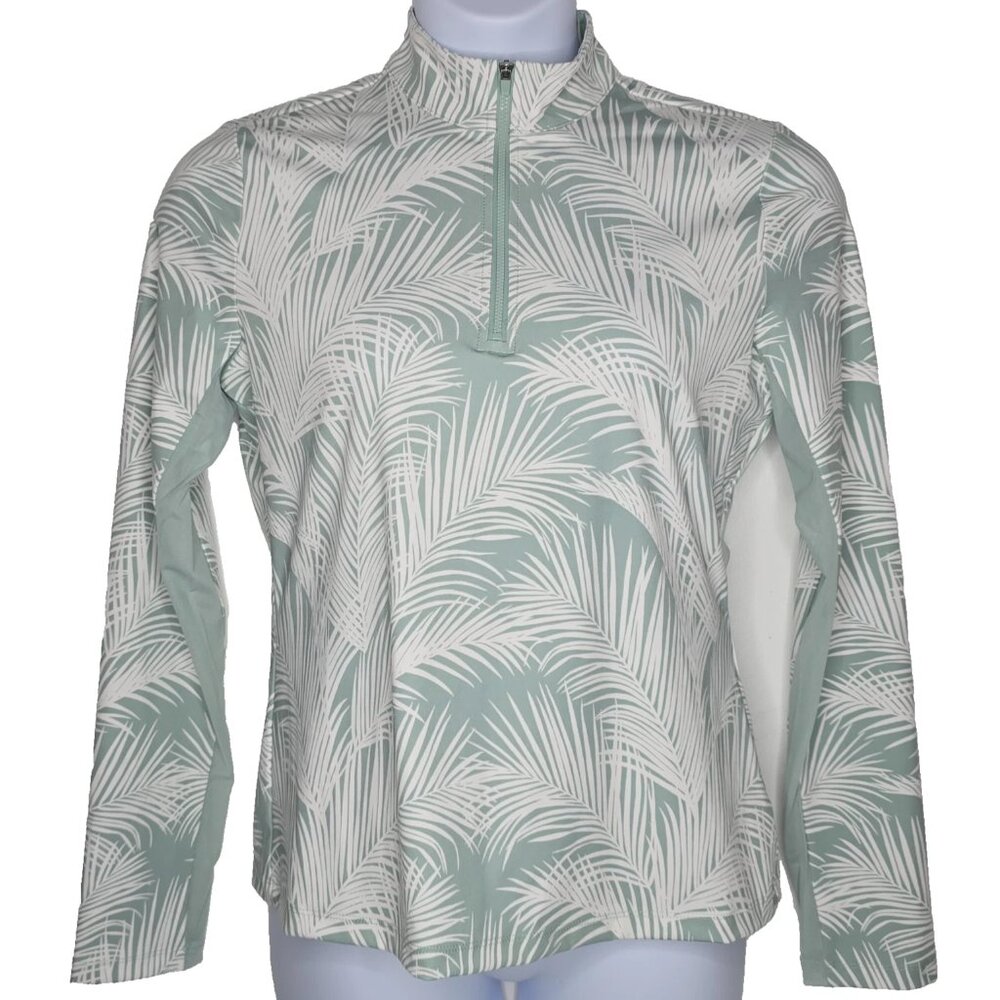 Tommy Bahama Top Women Large Tropical Long Sleeve 1/4 Zip Golf Tennis Pickleball